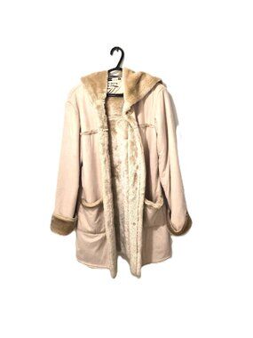 Vintage Y2K Beechers Brook Faux Suede Faux Fur Lined Hooded Winter Coat Boho